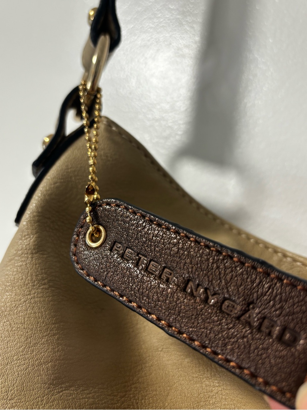 Peter Nygard Tri-Panel Hobo in Taupe, Snake Print & Dark Brown Shoulder Bag - Picture 4 of 13